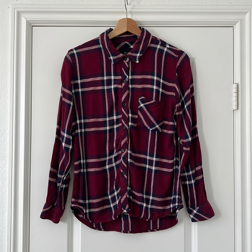 Rails Hunter button down shirt in burgundy, midnight plaid